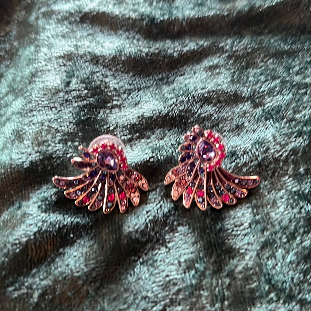 Earrings small 1/2 inch various colored fan earrings of various colors of purple